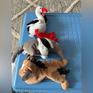 Ty Stuffed Animals Set - White, Gray, Brown